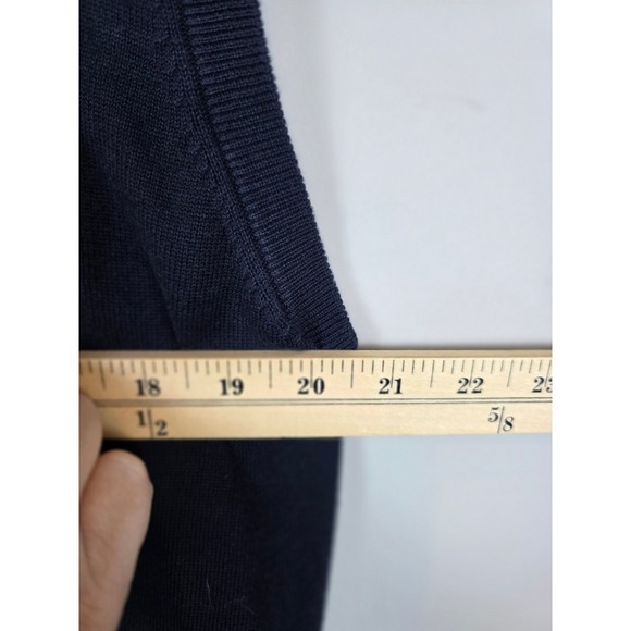 Chaps Mens V Neck Navy Blue Sweater Vest Cotton Size L G Logo - Picture 6 of 7